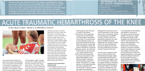 Acute Traumatic Hemarthrosis Of The Knee.